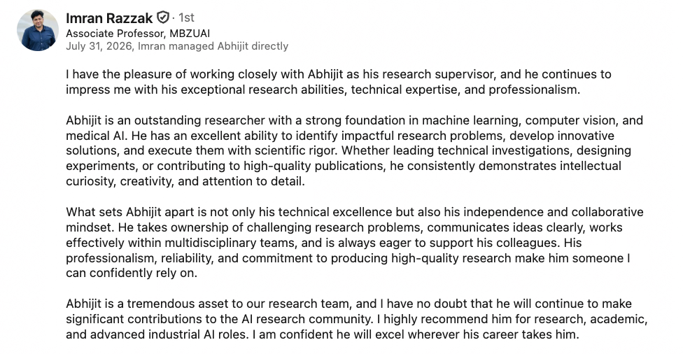 Recommendation from Imran Razzak