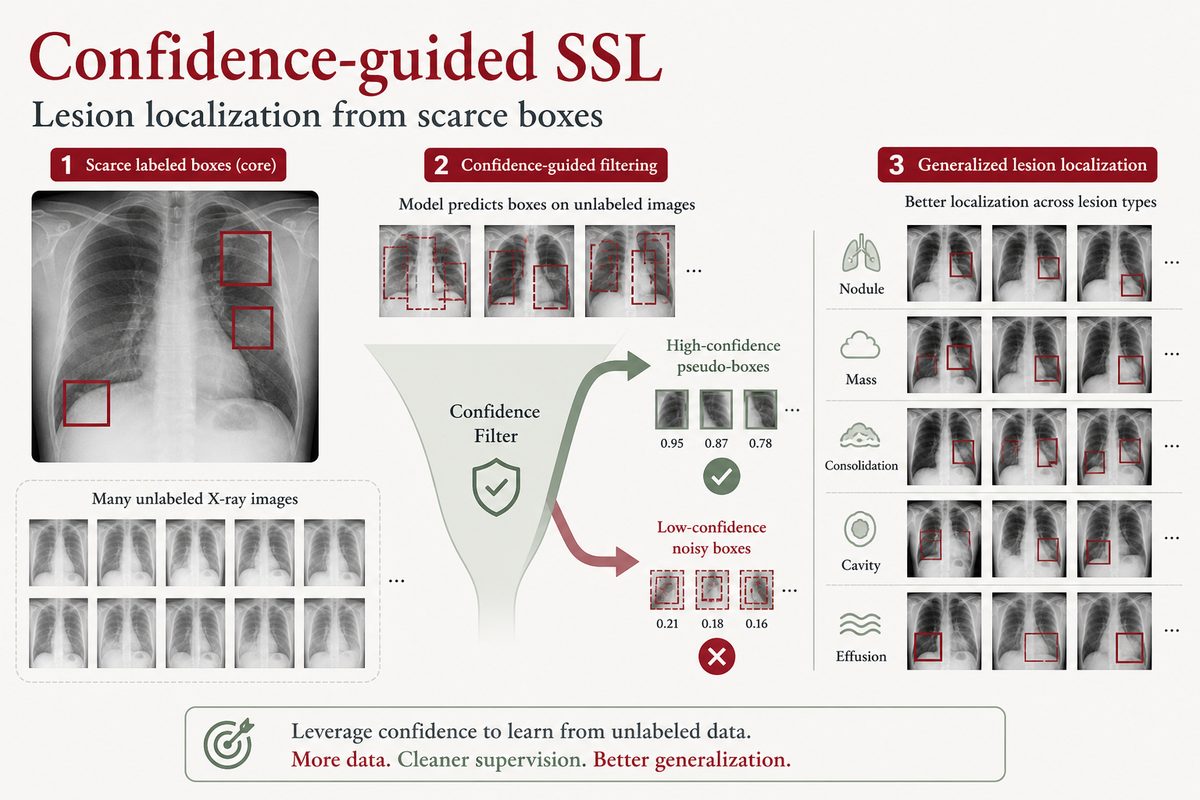 Confidence-guided Semi-supervised Learning for Generalized Lesion Localization in X-ray Images